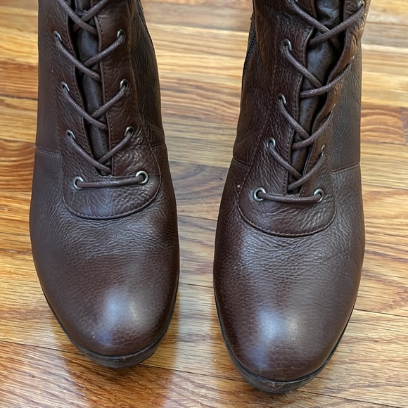 Dark Brown Tall Leather Boots with Laces and side zipper GORGEOUS for fall π - Picture 6 of 9